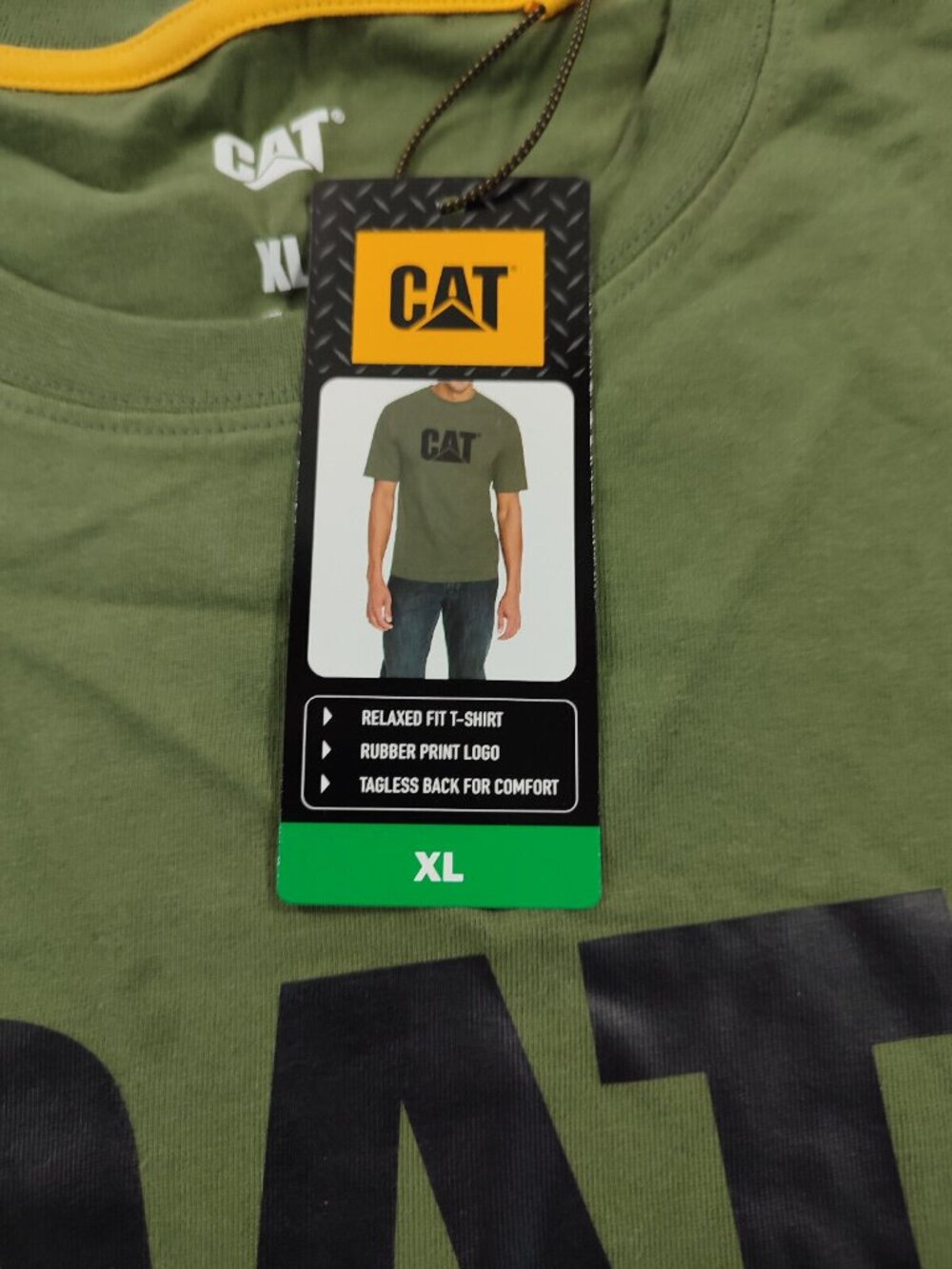 CAT Men's Caterpillar 100% Cotton Short Sleeve Graphic Relaxed T Shirt XL Green